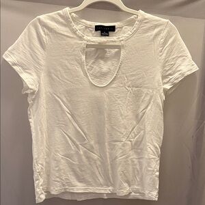 White Cutout Short Sleeve Tee